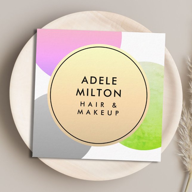 Cartão De Visita Quadrado Beleza dos círculos coloridos elegantes (Criador carregado)
