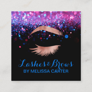 Cartão De Visita Quadrado Beleza Salon Makeup Artist Brows Lash Extensions
