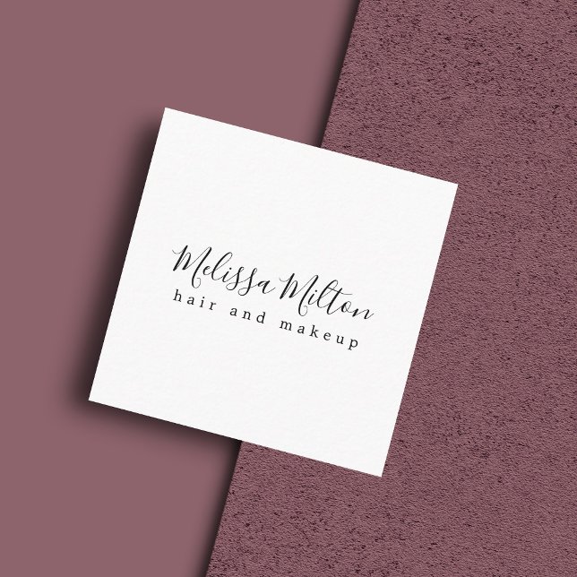 Cartão De Visita Quadrado Beleza Simples de Maquiagem de Cabelo Branco Preto (Criador carregado)