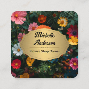 Cartão De Visita Quadrado Belo Fundo das Flores