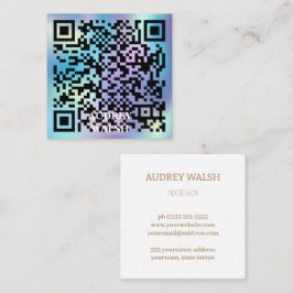 Cartão De Visita Quadrado Bens holográficos, simples e modernos, com código 