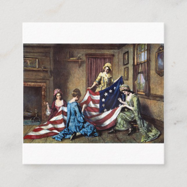 Cartão De Visita Quadrado Betsy Ross Sewing American Flag (Frente)