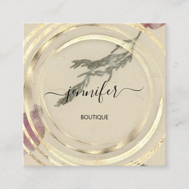 Cartão De Visita Quadrado Bio Compro orgânico Herb Logo QR Sabão natural (Frente)