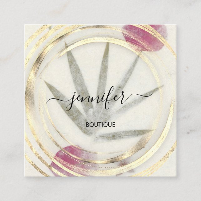 Cartão De Visita Quadrado Bio orgânico Compro Dourado Código QR Logo Soap (Frente)