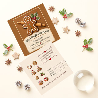 Cartão De Visita Quadrado Biscoitos de Padaria de Natal de Gengibre Feriado 