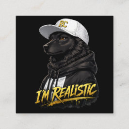 Cartão De Visita Quadrado Black Anime Dog Streetwear Art | I'm Realistic