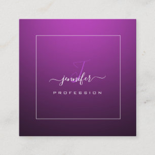 Cartão De Visita Quadrado Black Berry Pink Roxo Monograma Nome Mídia Social