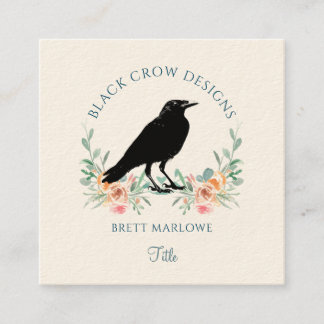 Cartão De Visita Quadrado Black Crow Floral 