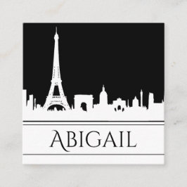 Cartão De Visita Quadrado Black e White Paris Skyline Eiffel Tower