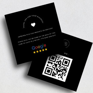 Cartão De Visita Quadrado Black Google Reviews Personalizado Logotipo Comerc