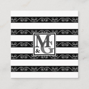 Cartão De Visita Quadrado Black White striped Professional