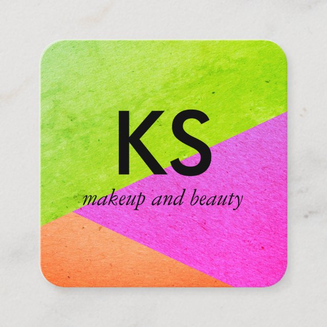 Cartão De Visita Quadrado Blocos de Cor Moderna do Monograma (Frente)