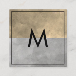 Cartão De Visita Quadrado Blocos de cores sofisticados da Cinza Sepia Monogr