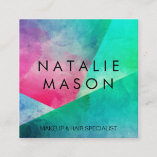 Cartão De Visita Quadrado Blocos elegantes da cor da aguarela