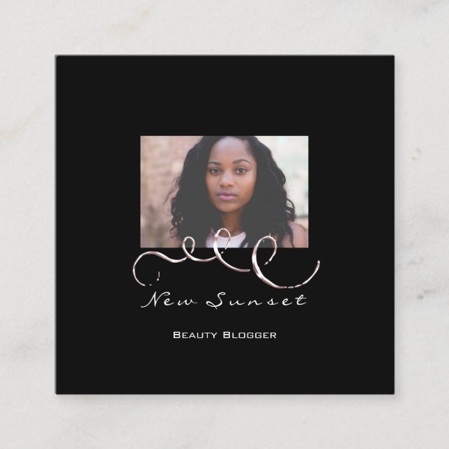 Cartão De Visita Quadrado Blogueiro do Planejador de Eventos de Foto Branco  (Frente)