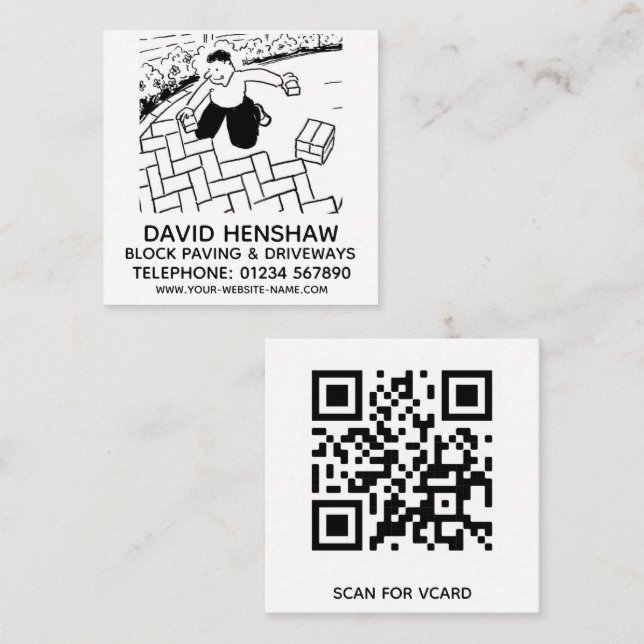 Cartão De Visita Quadrado Bloquear Serviços de Pavimentação e Difusão de Uni (Frente/Verso)