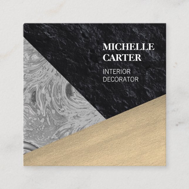 Cartão De Visita Quadrado Bloqueio de cores | Abstrato Art | Designer Interi (Frente)