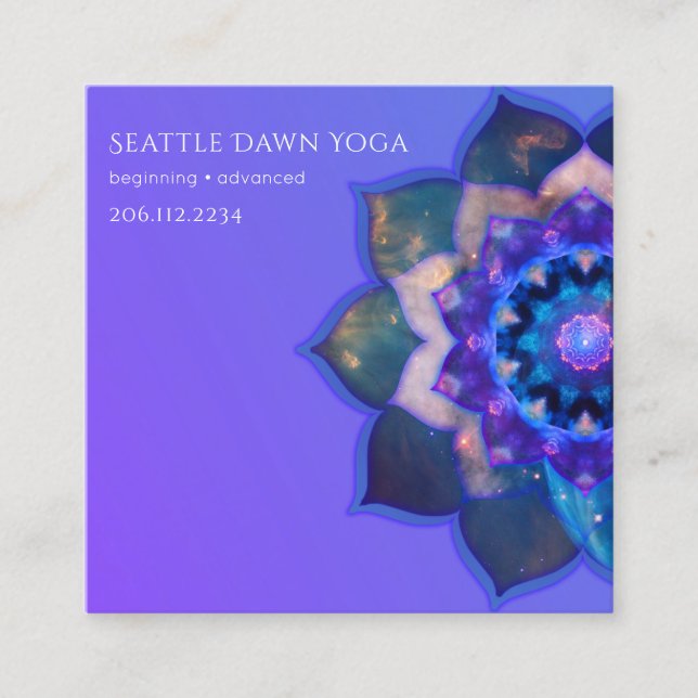 Cartão De Visita Quadrado Blue Lotus Mandala (Frente)