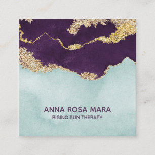 Cartão De Visita Quadrado *~* Blue Roxo Ponto Glitter Agate Geode