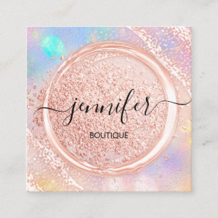 Cartão De Visita Quadrado Blush do logotipo de beleza do Compro profissional