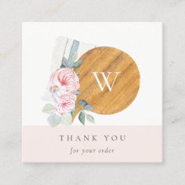 Cartão De Visita Quadrado Blush Floral Conselho Napkin Obrigado