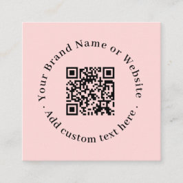 Cartão De Visita Quadrado Blush Pink QR | Modern Professional Contact Design