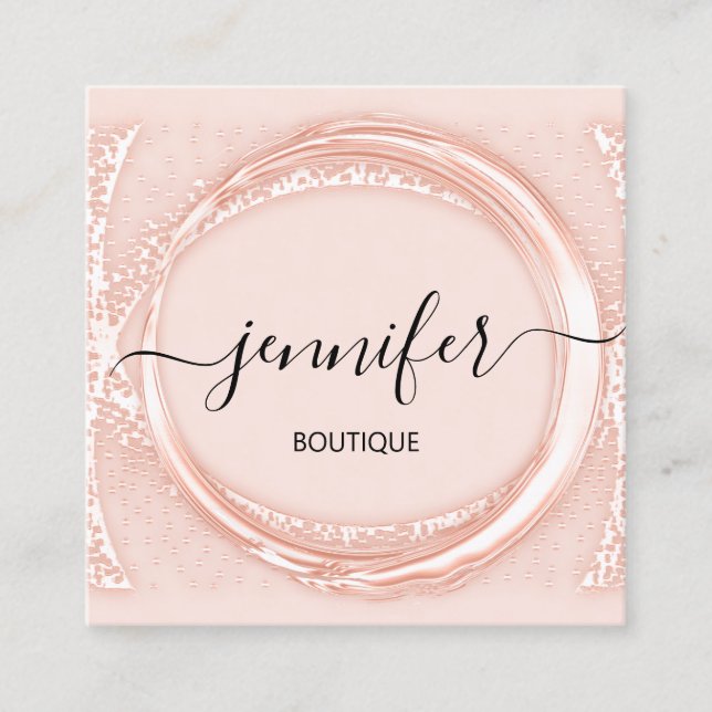 Cartão De Visita Quadrado Blush Rosa de Bela Bela Comprada Profissional (Frente)