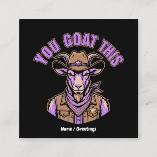 Cartão De Visita Quadrado Bode Cowboy Engraçado Trocadilho Motivacional Desi