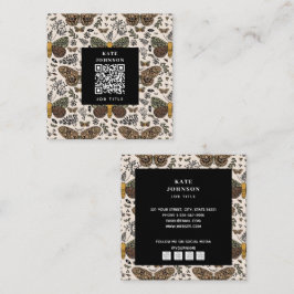 Cartão De Visita Quadrado Bohemian Moth Wildflower Estheticista Beauty Salon