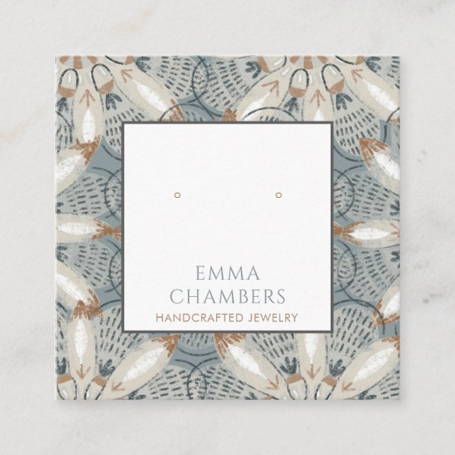 Cartão De Visita Quadrado Boho Abstrato Shapes Earring Display Card (Frente)