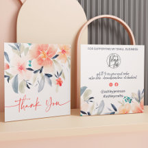 Boho chic floral obrigado de ordem de aquarela flo