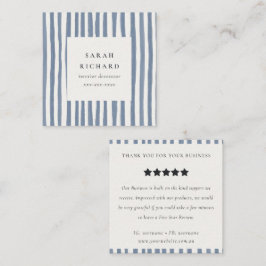 Cartão De Visita Quadrado Boho Dusky Blue Watercolor Strips Review Request