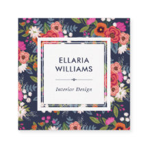 Boho Floral Patterno - Coral e Marinho Azul