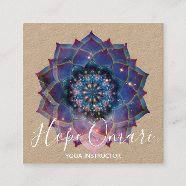 Cartão De Visita Quadrado Boho Nebula Mandala, Mística (Frente)
