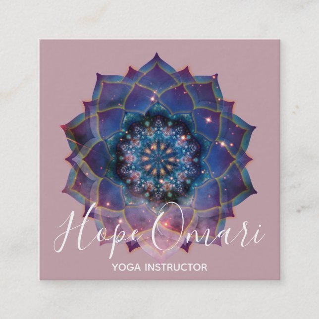 Cartão De Visita Quadrado Boho Nebula Mandala, Mística (Frente)