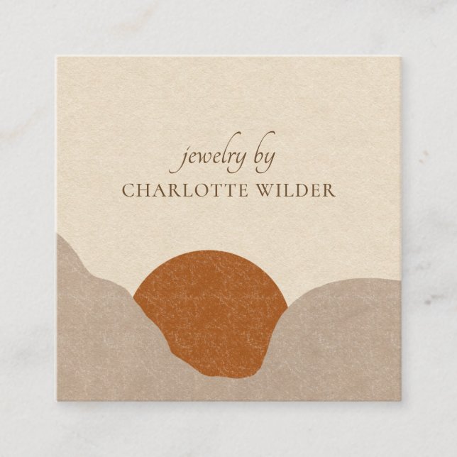 Cartão De Visita Quadrado Boho Terracotta Sand Abstrato de Jewelry Bus artes (Frente)