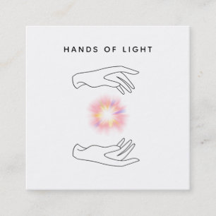 Cartão De Visita Quadrado *~* Bola de Mãos de Energia do Reiki Light Healin
