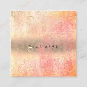 Cartão De Visita Quadrado Bolas abstratas de linho da água de Ombre do rosa