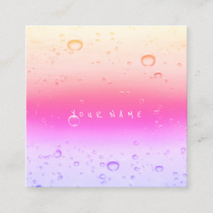 Cartão De Visita Quadrado Bolas abstratas do oceano da água de Ombre do rosa
