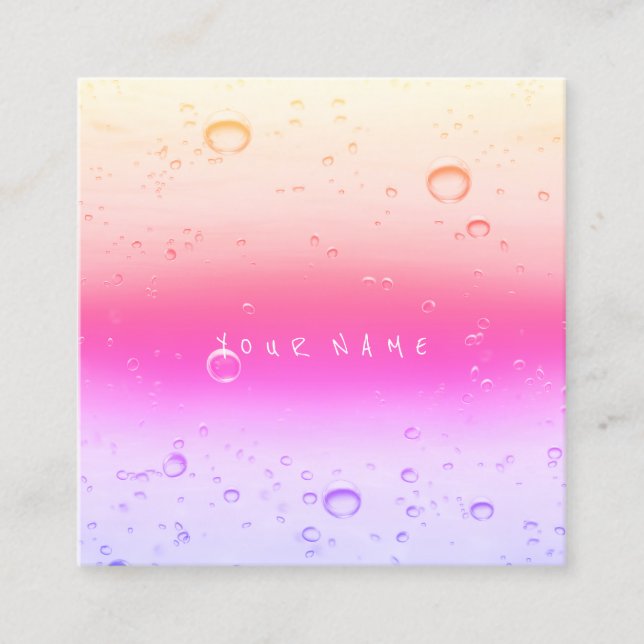 Cartão De Visita Quadrado Bolas de Ombro Abstrato de Água Rosa Rosa Rosa Ros (Frente)