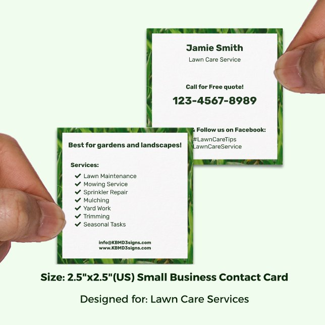 Cartão De Visita Quadrado Bold Garden Maintenance "Call for a FREE quote!" (Bold Garden Maintenance "Call for a FREE quote!" Square Business Card, Size: 2.5"x2.5" (US))
