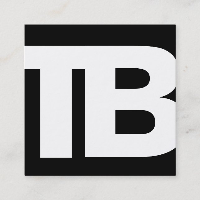 Cartão De Visita Quadrado Bold Modern Black Professional 2 Letra Monograma (Frente)