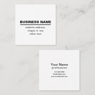 Cartão De Visita Quadrado Bold Modern Business Name Modelo B&W