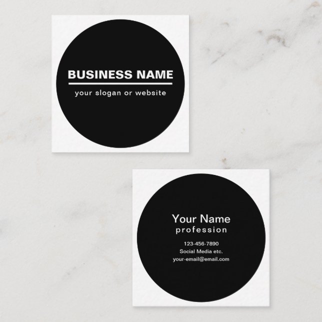 Cartão De Visita Quadrado Bold Modern Business Name Modelo | B&W (Frente/Verso)