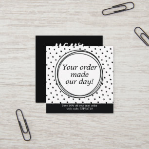 Cartão De Visita Quadrado Bolinhas - Círculo de Pedido Personalizado Obriga