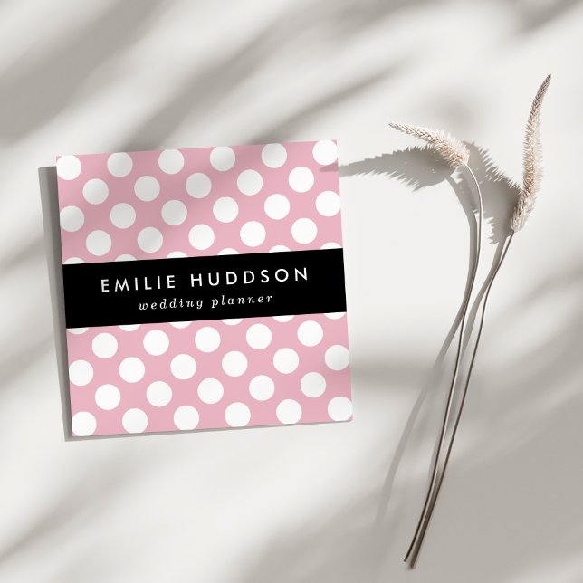 Cartão De Visita Quadrado Bolinhas rosa, padrão de Bolinhas, pontos, pontos (Criador carregado)