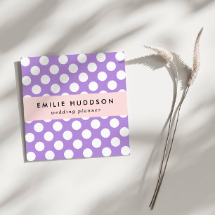 Cartão De Visita Quadrado Bolinhas Roxas, Padrão de Bolinhas, Pontos, Pontos