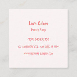 Cartão De Visita Quadrado Bolo Floral de Casamento de Amor