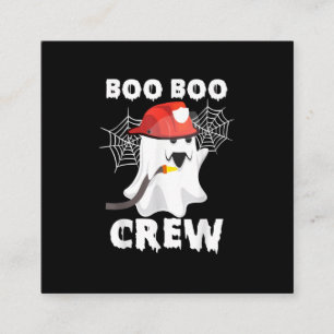 Cartão De Visita Quadrado Bombeiro Boo Boo Crew Halloween