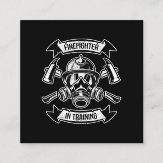 Cartão De Visita Quadrado Bombeiro Treinando Aspirador De Máscaras De Gás Ax